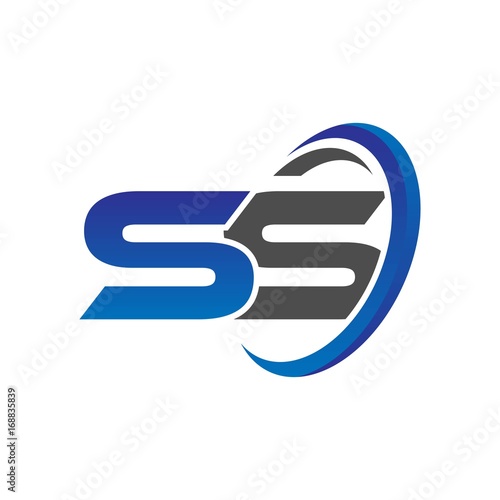 vector initial logo letters ss with circle swoosh blue gray