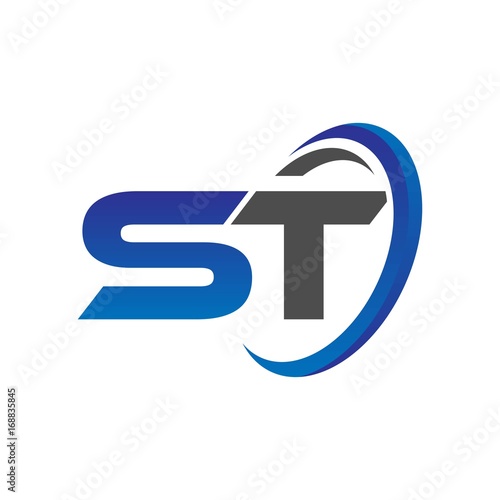 vector initial logo letters st with circle swoosh blue gray