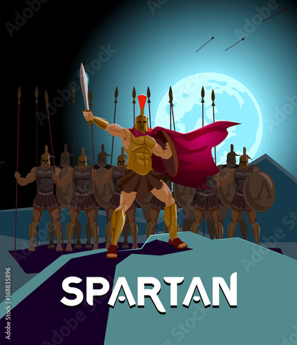 Detachment of Roman legionaries. Logo Spartan. Warriors defenders. Spartans.