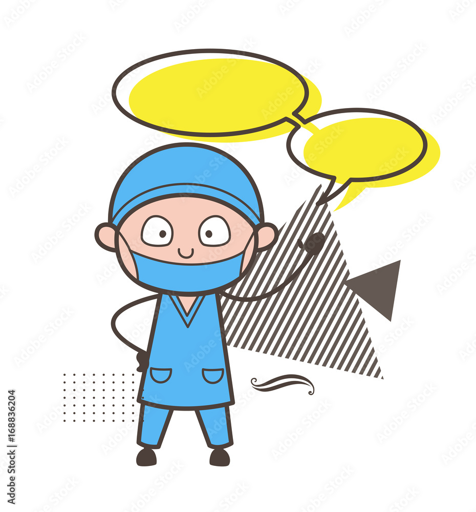 Cartoon Surgeon with Speech Bubbles Vector Illustration Cartoon Surgeon with Speech Bubbles Vector Illustration