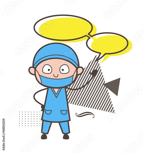 Cartoon Surgeon with Speech Bubbles Vector Illustration