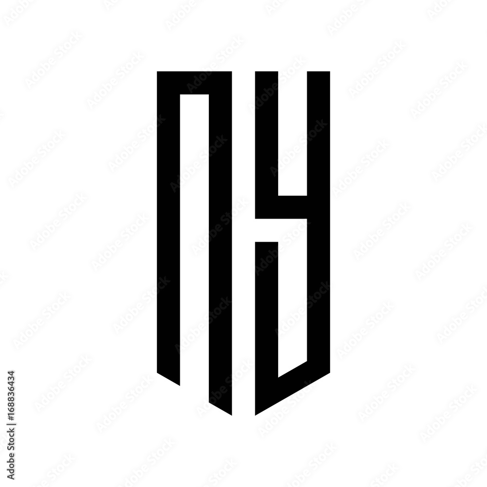 initial letters logo ny black monogram pentagon shield shape