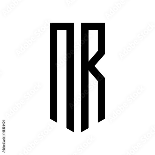 initial letters logo nr black monogram pentagon shield shape