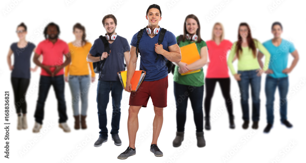 Studenten große Gruppe junge jung lachen Freisteller Studenten große Gruppe junge jung lachen Freisteller