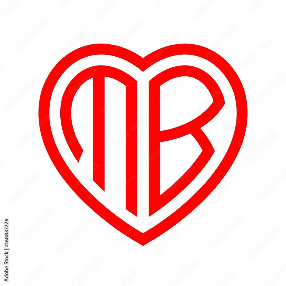 initial letters logo mb red monogram heart love shape initial letters logo mb red monogram heart love shape