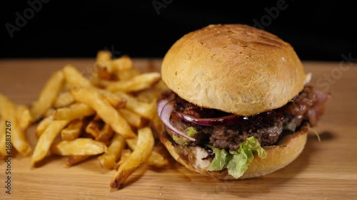 Wallpaper Mural Fast Food - Grilled American Burger with fries Torontodigital.ca