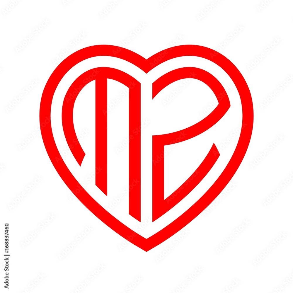 Initial Letters Logo Mz Red Monogram Heart Love Shape Stock Vector Adobe Stock