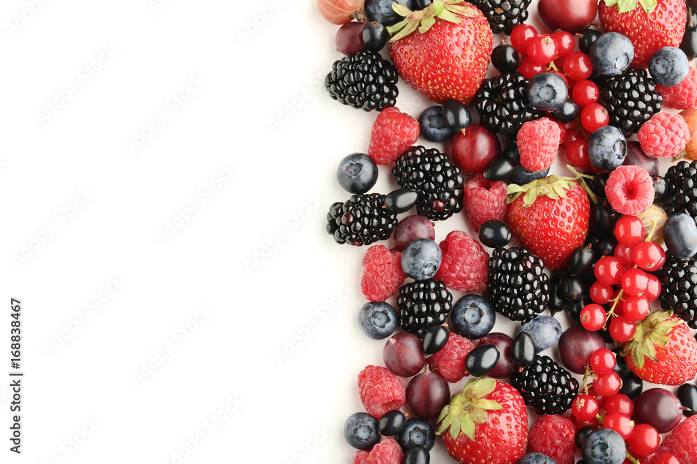 Ripe and sweet berries on white background Ripe and sweet berries on white background