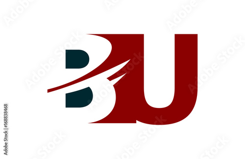 BU Red Negative Space Square Swoosh Letter Logo