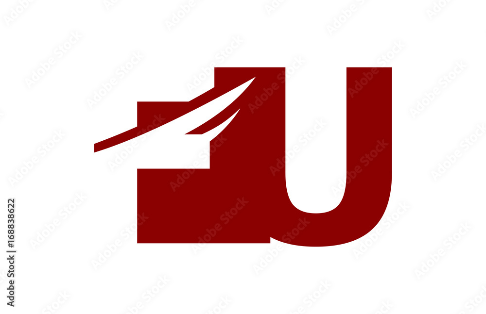 FU Red Negative Space Square Swoosh Letter Logo FU Red Negative Space Square Swoosh Letter Logo