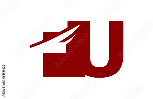FU Red Negative Space Square Swoosh Letter Logo