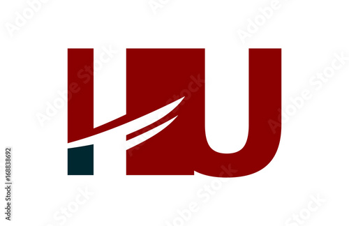 IU Red Negative Space Square Swoosh Letter Logo