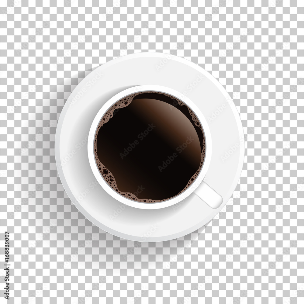 Realistic white coffee mug isolated on transparent background Stock Vector