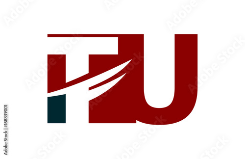 TU Red Negative Space Square Swoosh Letter Logo