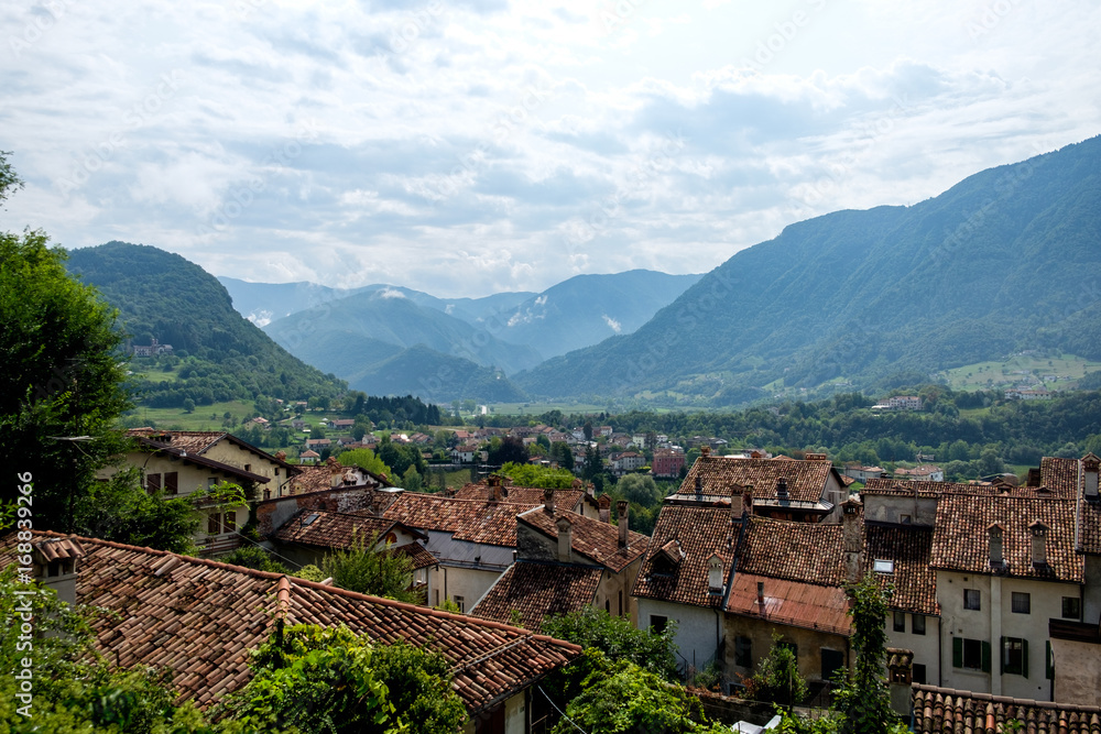 Landscape visible from the castle of Feltre, Italy