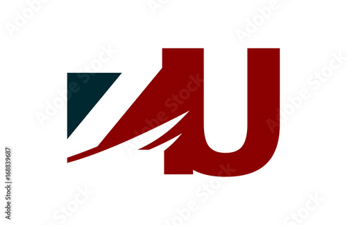 ZU Red Negative Space Square Swoosh Letter Logo