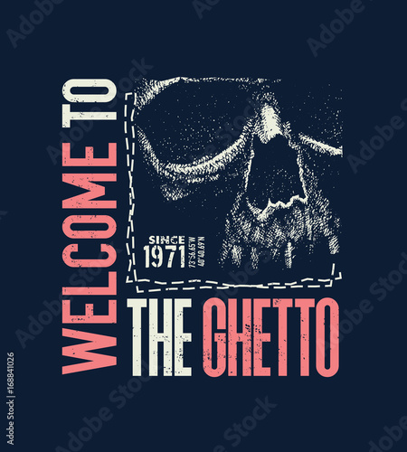 vintage urban typography with skull