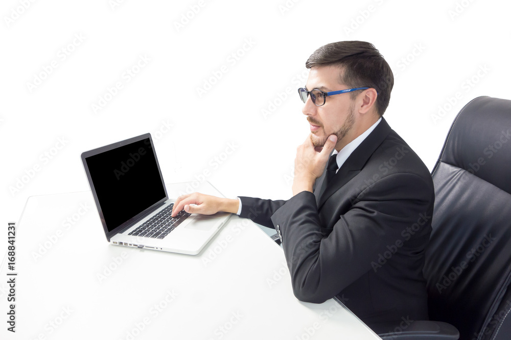 caucasian business man use laptop caucasian business man use laptop