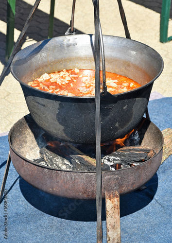 Cooking goulash outdoor