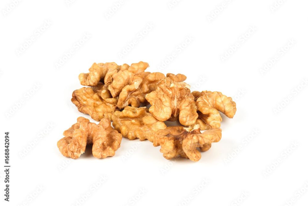 Walnuts kernel isolated on white background closeup. Walnuts kernel isolated on white background closeup.