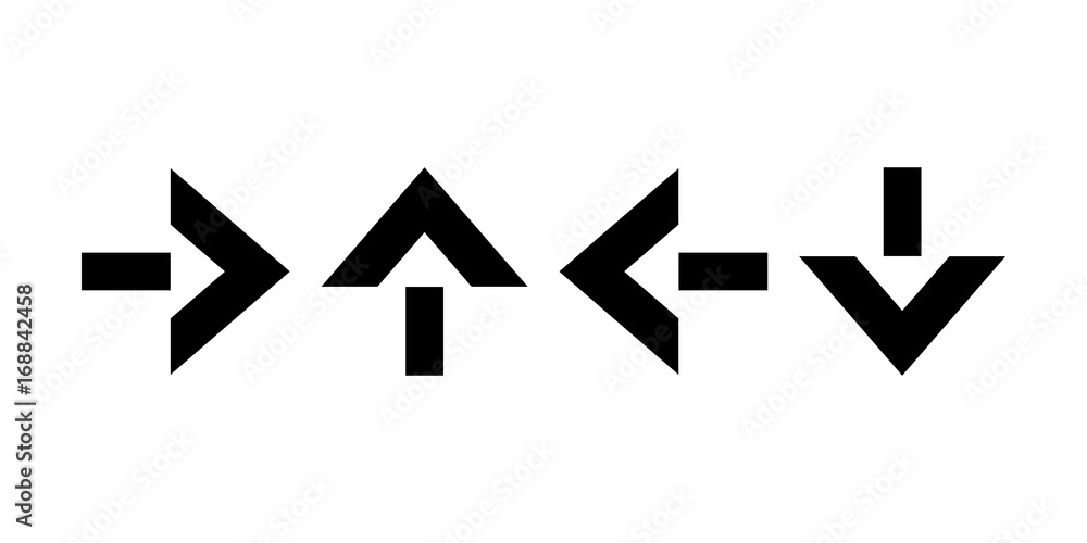 Pointers, arrows the direction of motion. Black silhouettes, signs isolated. Vector Pointers, arrows the direction of motion. Black silhouettes, signs isolated. Vector