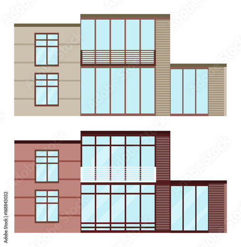 Set collection of modern architecture glass facade buildings vector