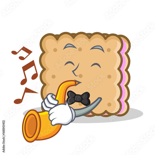biscuit cartoon character style with trumpet