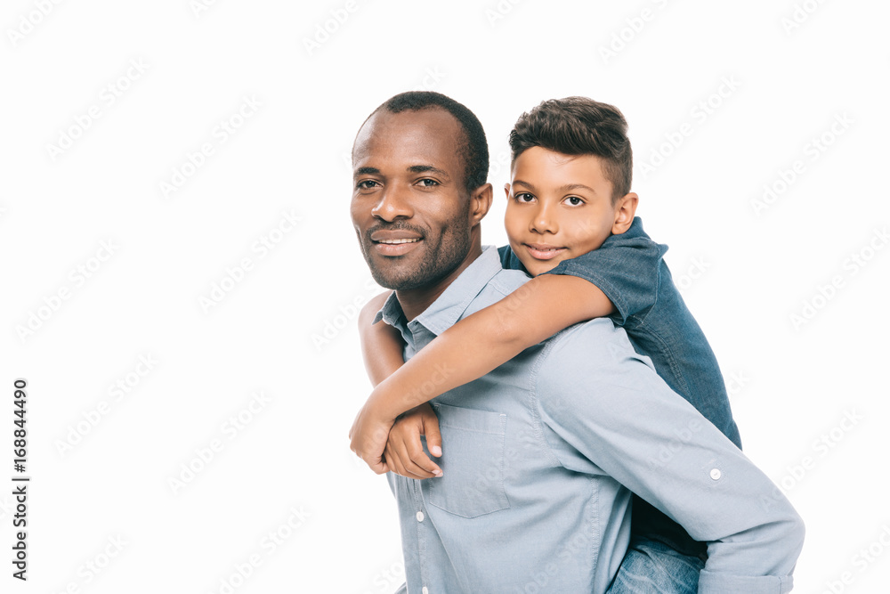 happy african american father and son happy african american father and son