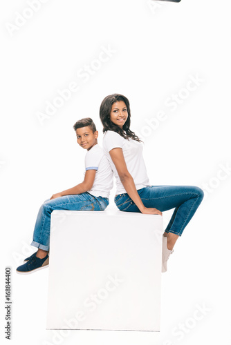happy african american mother and son