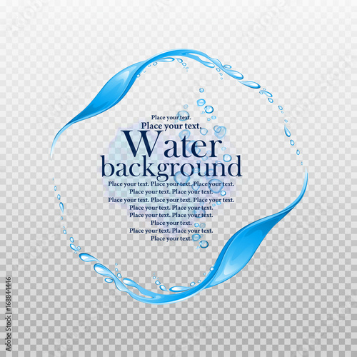 Water frame. Splashes of water on a transparent background. Element for your design. Vector illustration.