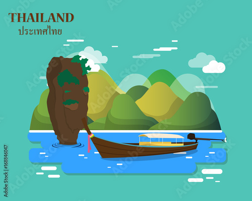 Tourist attractions and landmarks in Thailand illustration design.vector