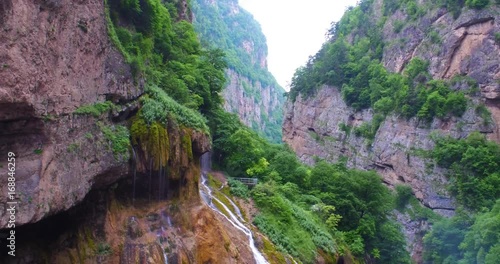 aerial shot mountain waterfalls chegemsky gorge Kabardino Balkar Republic photo