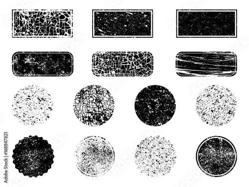 Grunge post Stamps Collection, circles. Banners, logos, Icons, labels and badges set . Vector distressed textures