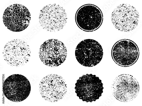 Grunge post Stamps Collection, circles. Banners, logos, Icons, labels and badges set . Vector distressed textures