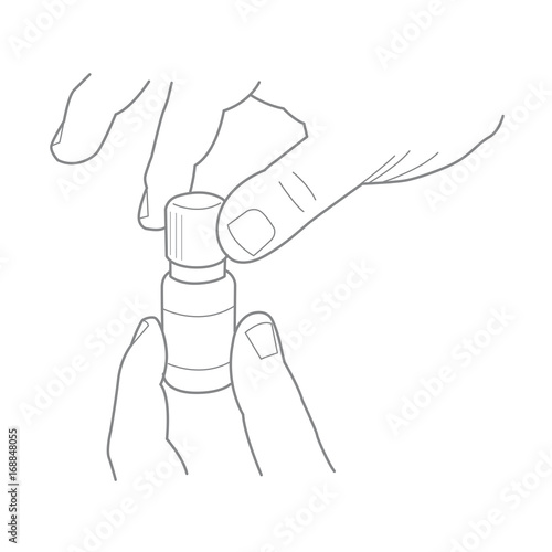 vector opening a pharmaceutical pipe dropper bottle 