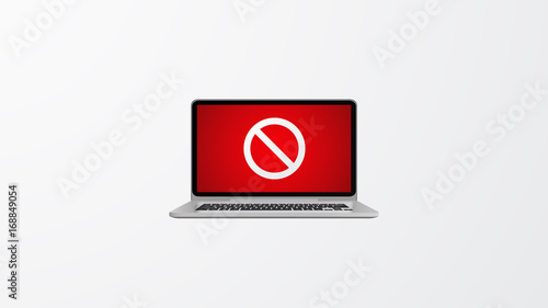 Isolated Vector Design.  Ransomware, Virus, Malware, Hacker Attack Background with Photorealistic Computer