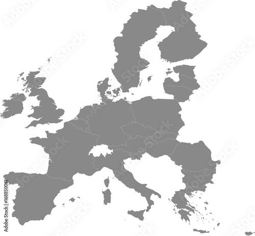 Map of the European Union split into individual countries. Year 2007. New EU member states - Bulgaria  Romania.