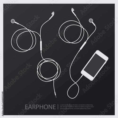 Music Earphones with Telephone vector illustration