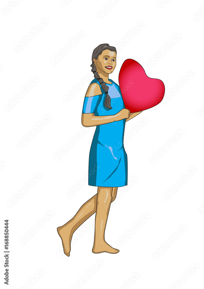 Beautiful girl standing with heart Beautiful girl standing with heart