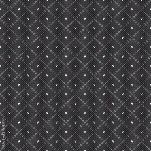 Abstract Knitted Pattern. Vector Seamless Background with Shades of Gray Colors. Knitting Wool Sweater Design