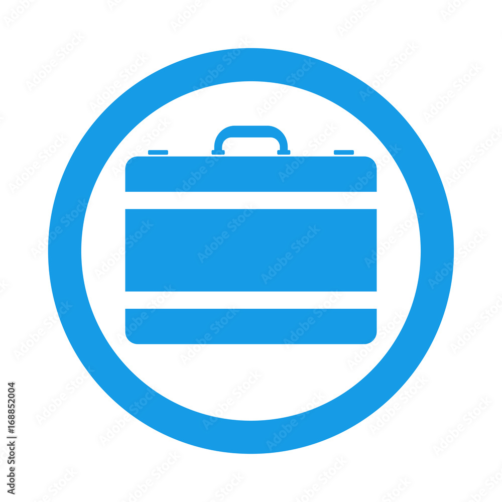 Icono plano maletin en circulo color azul Icono plano maletin en circulo color azul