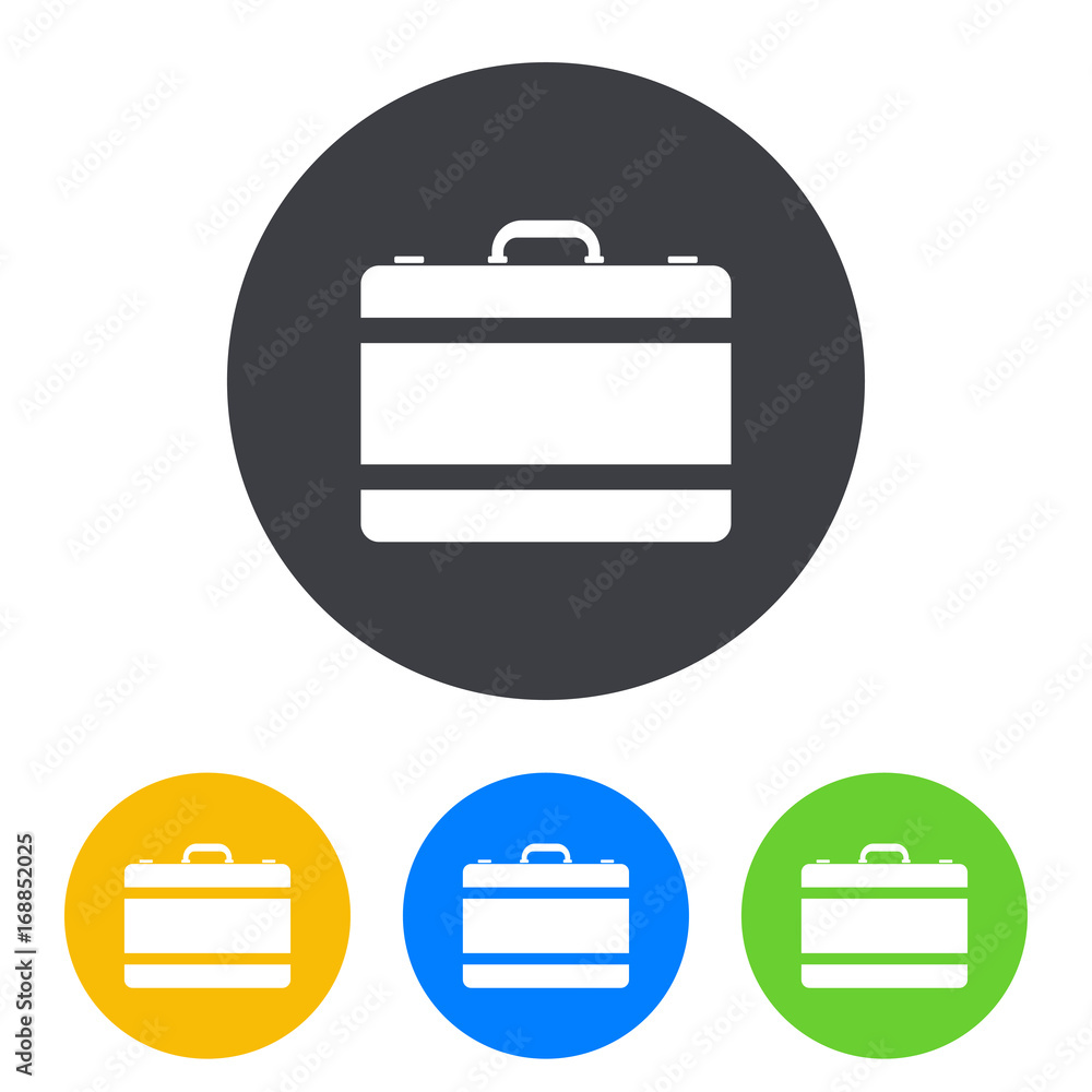 Icono plano maletin en circulo varios colores Icono plano maletin en circulo varios colores