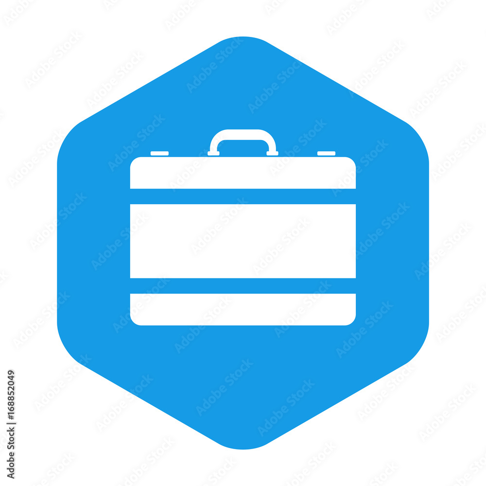 Icono plano maletin en hexagono azul Icono plano maletin en hexagono azul