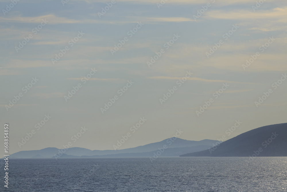 Sky and sea in the sunset, Beautiful colorful sunset with reflection, Pastel background Sky and sea in the sunset, Beautiful colorful sunset with reflection, Pastel background