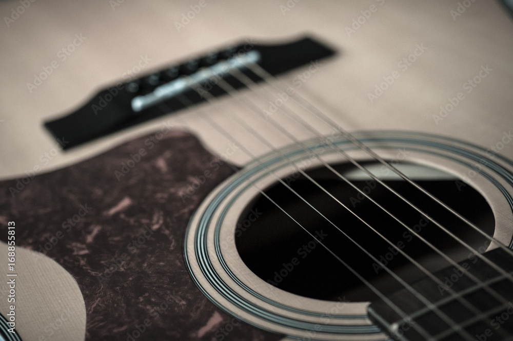 Fototapeta premium Acoustic guitar close-up shot