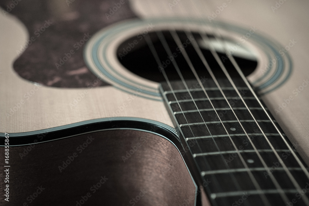 Fototapeta premium Acoustic guitar close-up shot
