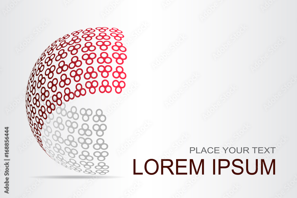 Fototapeta premium Logo stylized spherical surface with abstract shapes