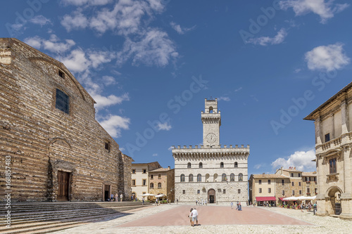 Canvas Print Beautiful view of Piazza Grande square, Montepulciano, Siena, Tuscany, Italy