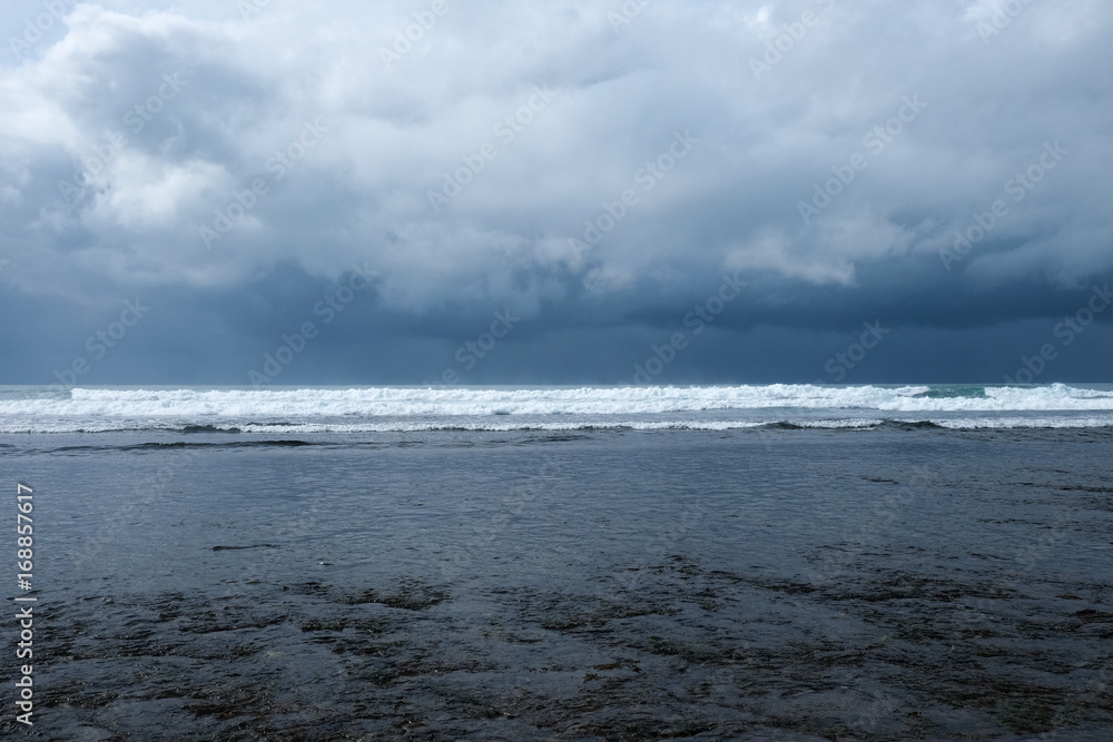storm over the sea at Krakal beach Yogyakarta