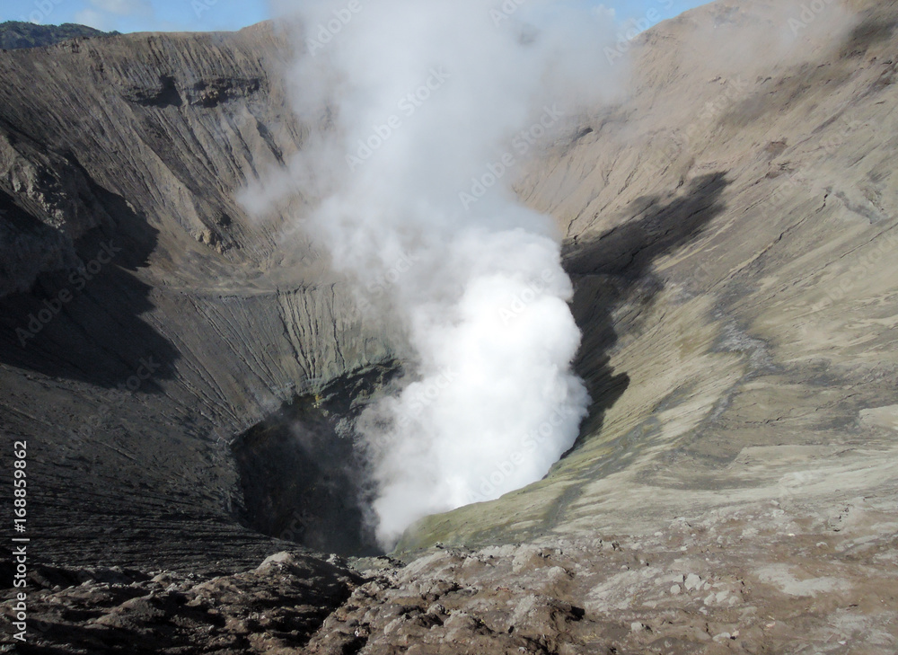 a crater of an active volcano in Indonesia a crater of an active volcano in Indonesia